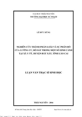 Nghiên Cứu Thành Phần Loài và Phân Bố Lưỡng Cư, Bò Sát 