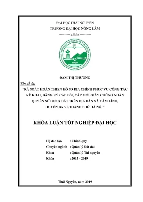 Rà Soát Hồ Sơ Địa Chính Tại Xã Cẩm Lĩnh, Huyện Ba Vì