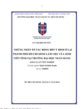 Những Nhân Tố Ảnh Hưởng Đến Ý Định Làm Việc Tại TP HCM