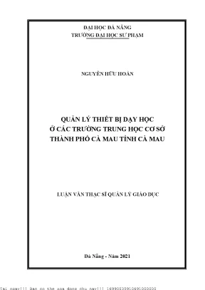 Quản Lý Thiết Bị Dạy Học Tại Trường Trung Học Cơ Sở Cà Mau
