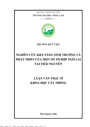 Nghiên Cứu Khả Năng Sinh Trưởng Của Tổ Hợp Ngô Lai Tại