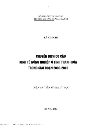 Chuyển Dịch Cơ Cấu Kinh Tế Nông Nghiệp Tỉnh Thanh Hóa 