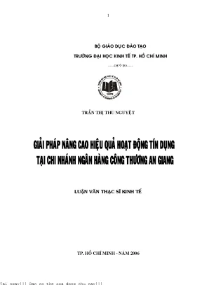 Giải Pháp Nâng Cao Hiệu Quả Hoạt Động Tín Dụng Tại Ngân