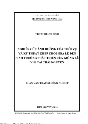 Nghiên Cứu Ảnh Hưởng Của Thời Vụ Và Kỹ Thuật Ghép Chồi