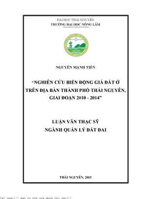 Nghiên Cứu Biến Động Giá Đất Tại Thành Phố Thái Nguyên