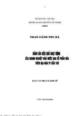 Phân Tích Hiệu Quả Hoạt Động Doanh Nghiệp Nhà Nước Sau 
