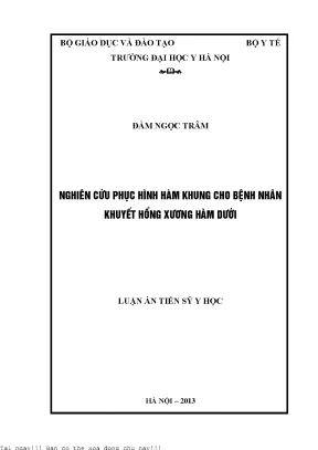 Nghiên Cứu Phục Hình Hàm Cho Bệnh Nhân Khuyết Hổng Xương Hàm