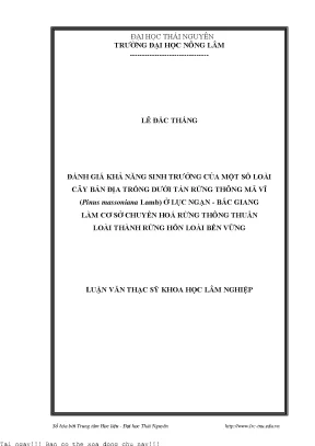 Đánh Giá Khả Năng Sinh Trưởng Cây Bản Địa Dưới Tán Rừng