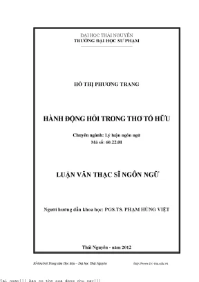 Nghiên Cứu Hành Động Hỏi Trong Thơ Tố Hữu