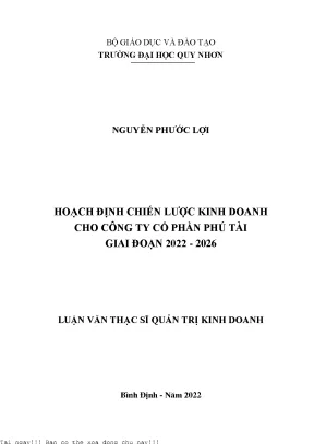 Hoạch Định Chiến Lược Kinh Doanh Cho Công Ty Cổ Phần Phú