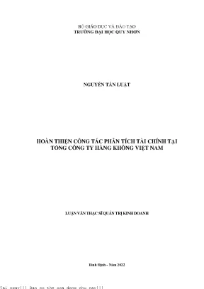 Hoàn thiện phân tích tài chính tại Tổng Công ty Hàng