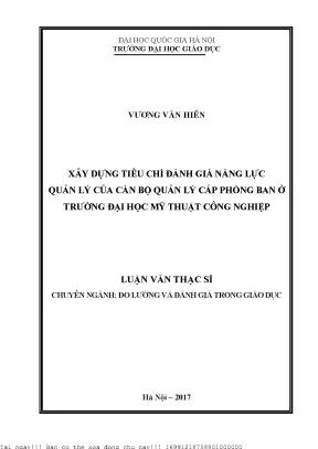 Tiêu Chí Đánh Giá Năng Lực Quản Lý Cán Bộ Ở Trường Đại