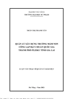 Quản Lý Xây Dựng Trường Mầm Non Đạt Chuẩn Quốc Gia Tại