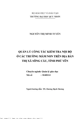 Quản Lý Kiểm Tra Nội Bộ Tại Các Trường Mầm Non Ở Sông