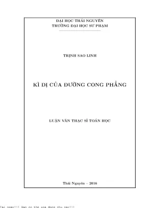 Nghiên Cứu Đường Cong Phẳng: Luận Văn Thạc Sĩ Toán Học