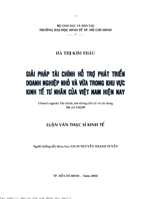 Phát Triển Doanh Nghiệp Nhỏ và Vừa Trong Kinh Tế Tư Nhân 