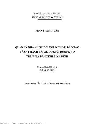Quản Lý Nhà Nước Đối Với Dịch Vụ Đào Tạo Và Sát Hạch Lái
