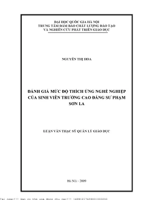 Đánh Giá Mức Độ Thích Ứng Nghề Nghiệp Của Sinh Viên Cao