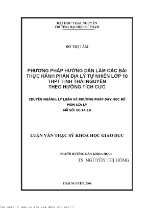 Phương Pháp Hướng Dẫn Thực Hành Địa Lý Tự Nhiên Lớp 10 
