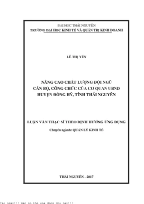 Nâng Cao Chất Lượng Đội Ngũ Cán Bộ, Công Chức Tại UBND