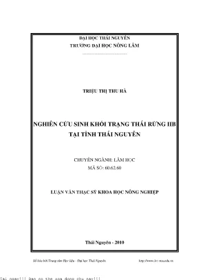 Nghiên Cứu Sinh Khối Trạng Thái Rừng IIB Tại Tỉnh Thái
