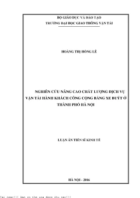 Nâng Cao Chất Lượng Dịch Vụ Vận Tải Hành Khách Công Cộng 