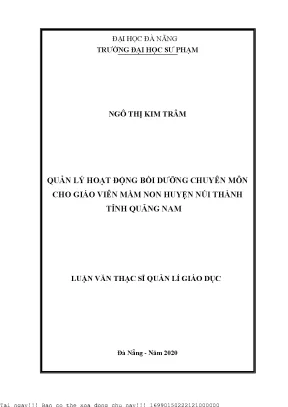 Quản Lý Hoạt Động Bồi Dưỡng Chuyên Môn Cho Giáo Viên Mầm