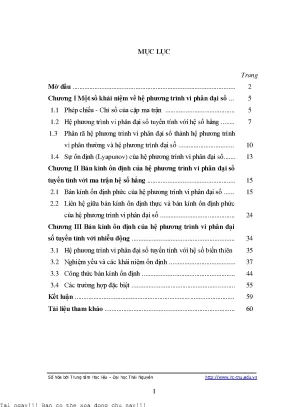 Nghiên cứu về bán kính ổn định trong hệ phương trình vi 