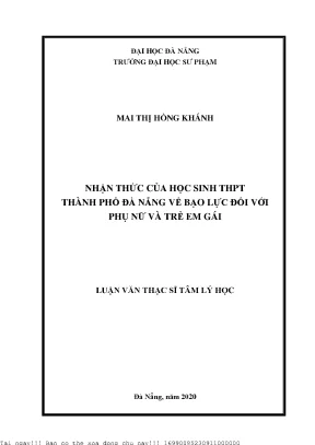 Nhận Thức Của Học Sinh THPT Đà Nẵng Về Bạo Lực Đối Với