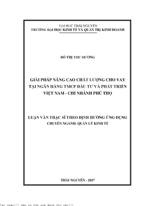 Giải Pháp Nâng Cao Chất Lượng Cho Vay Tại Ngân Hàng TMCP
