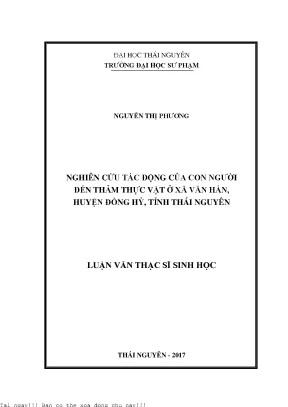 Nghiên Cứu Tác Động Của Con Người Đến Thảm Thực Vật Tại 