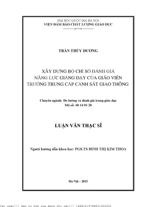 Bộ Chỉ Số Đánh Giá Năng Lực Giảng Dạy Của Giáo Viên