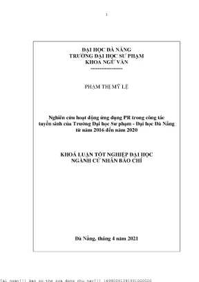 Nghiên Cứu Ứng Dụng PR Trong Tuyển Sinh Tại Trường Đại