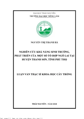 Nghiên Cứu Khả Năng Sinh Trưởng Của Tổ Hợp Ngô Lai Tại