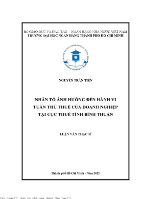 Nhân Tố Ảnh Hưởng Đến Hành Vi Tuân Thủ Thuế Của Doanh