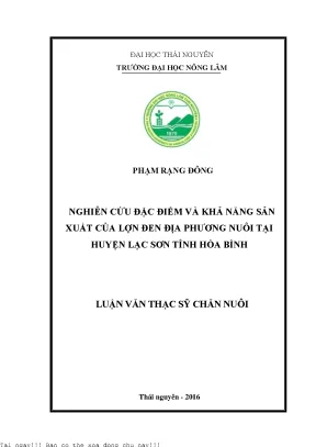 Nghiên Cứu Đặc Điểm và Khả Năng Sản Xuất của Lợn Đen Tại