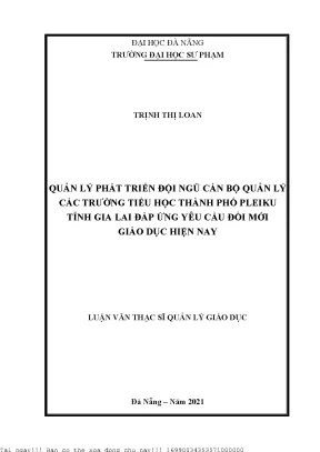 Quản Lý Phát Triển Đội Ngũ Cán Bộ Quản Lý Trường Tiểu