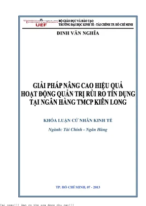 Quản Trị Rủi Ro Tín Dụng Tại Ngân Hàng Thương Mại Cổ