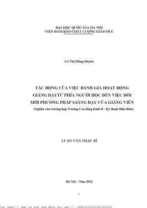 Tác Động Của Đánh Giá Hoạt Động Giảng Dạy Đến Đổi Mới 