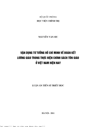 Chính Sách Tôn Giáo và Đoàn Kết Lương Giáo Theo Tư Tưởng 