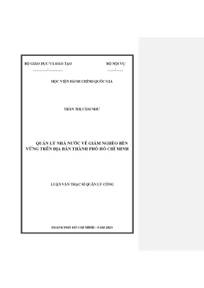 Quản Lý Nhà Nước Về Giảm Nghèo Bền Vững Tại Thành Phố Hồ
