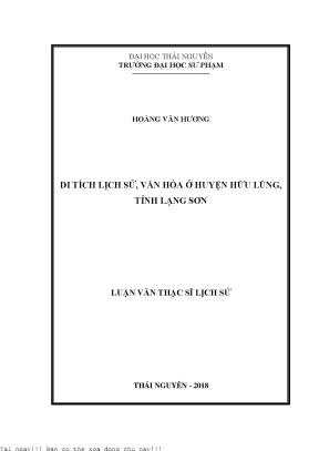 Di Tích Lịch Sử và Văn Hóa Huyện Hữu Lũng, Tỉnh Lạng Sơn