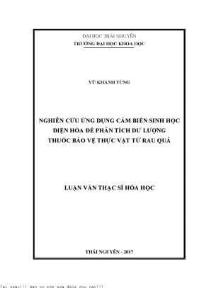 Nghiên Cứu Ứng Dụng Cảm Biến Sinh Học Điện Hóa Phân Tích