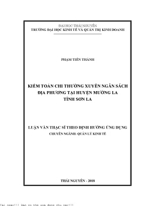 Kiểm Toán Chi Thường Xuyên Ngân Sách Địa Phương Tại