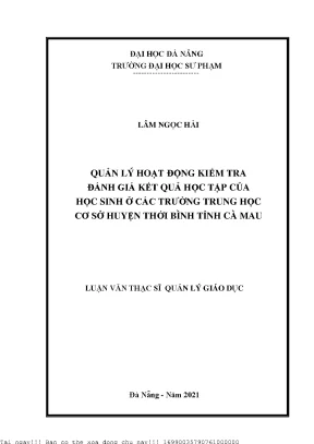 Quản Lý Hoạt Động Kiểm Tra Đánh Giá Kết Quả Học Tập Tại