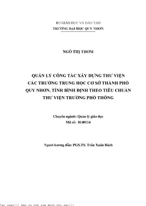 Quản Lý Xây Dựng Thư Viện Trường Trung Học Cơ Sở Tại Quy