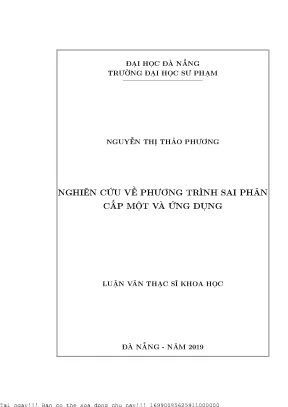 Nghiên Cứu Phương Trình Sai Phân Cấp Một và Ứng Dụng