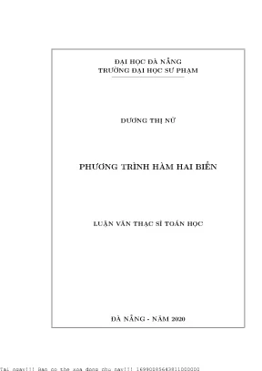 Nghiên Cứu Phương Trình Hàm Hai Biến: Lý Thuyết và Ứng Dụng