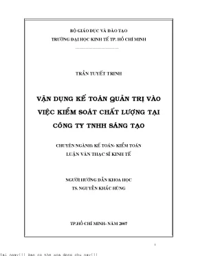 Kiểm Soát Chất Lượng Tại Công Ty TNHH Sáng Tạo: Vai Trò