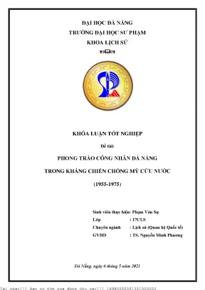 Phong Trào Công Nhân Đà Nẵng Trong Kháng Chiến Chống Mỹ